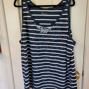 Lane Bryant Navy Blue Bedazzled Neckline in Size 26/28